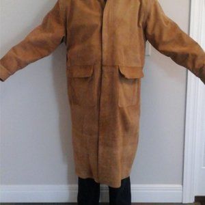 Suede Leather Long Coat, Men's XL